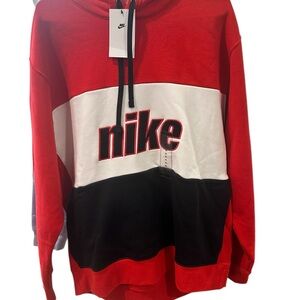 Nike Red and White Hoodie with Black Accents